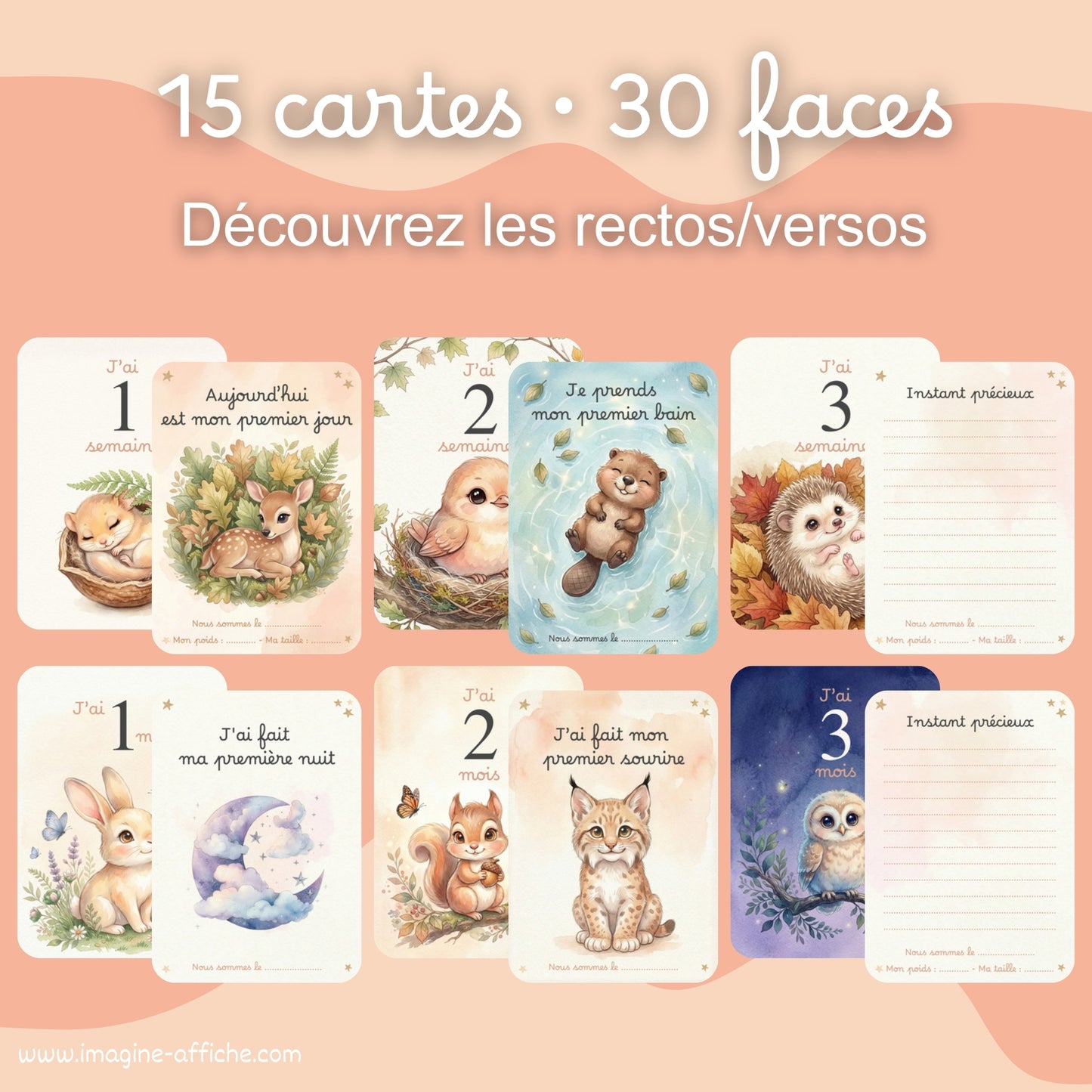 15 cartes recto verso Imagine affiche