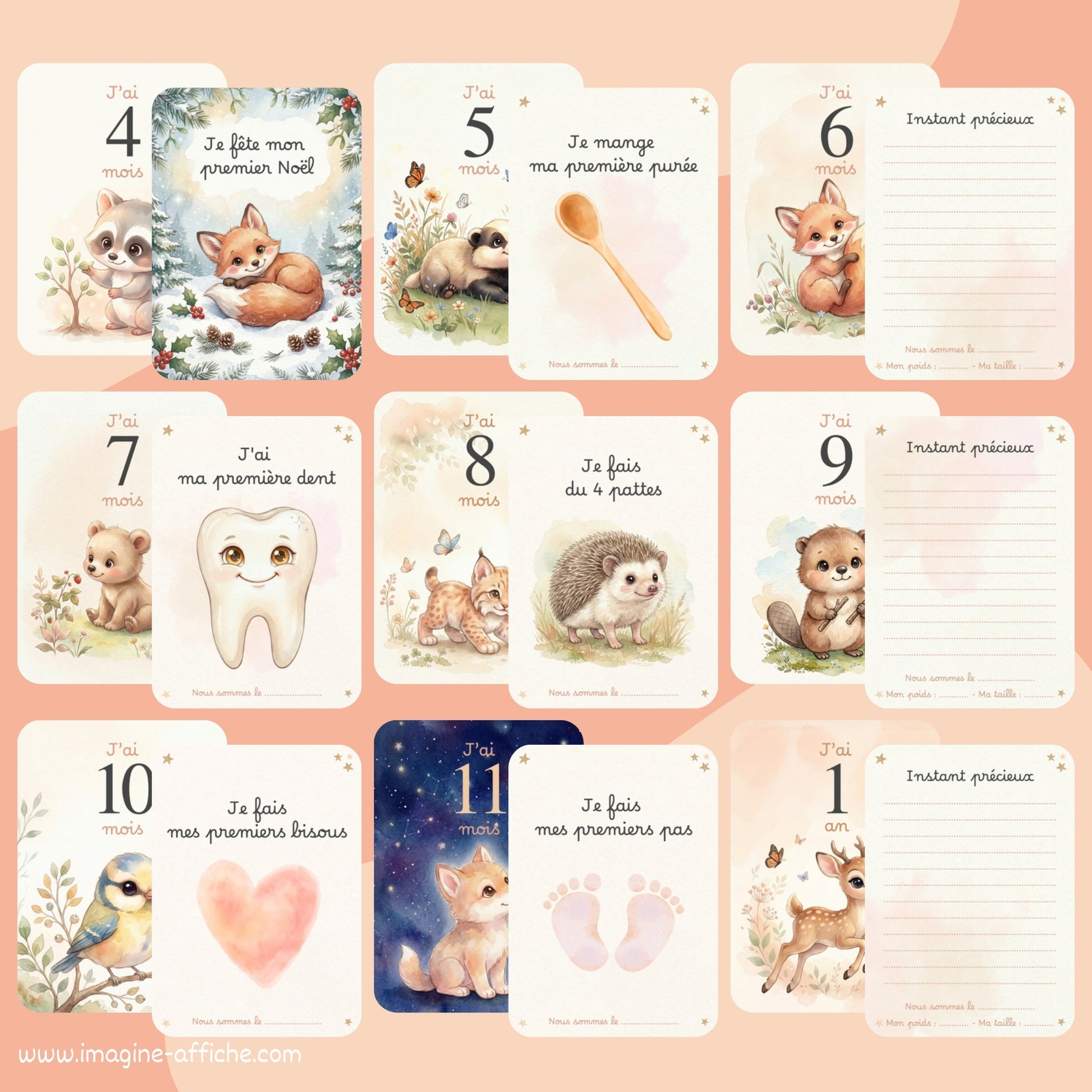 Cartes étapes pack naissance 