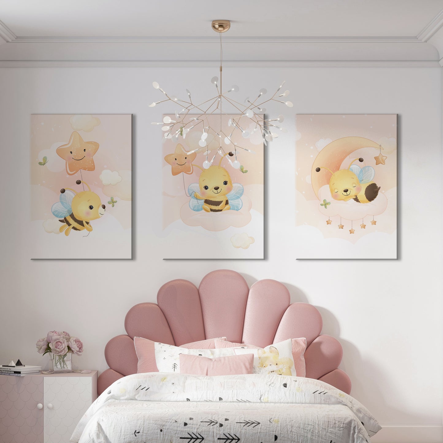 Posters Cute bee illustration - baby children's room - Girl decoration - Birth gift idea - Animal theme - bee cute - A4 A3