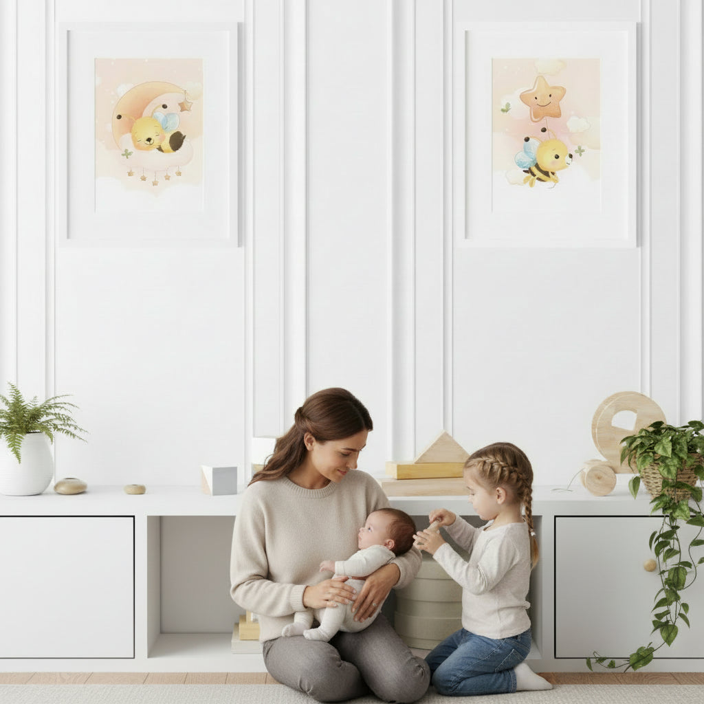 Posters Cute bee illustration - baby children's room - Girl decoration - Birth gift idea - Animal theme - bee cute - A4 A3