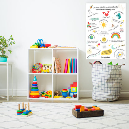 Affiche affirmations positives pour enfant en version garçon ou fille