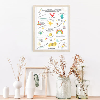 Affiche affirmations positives pour enfant en version garçon ou fille