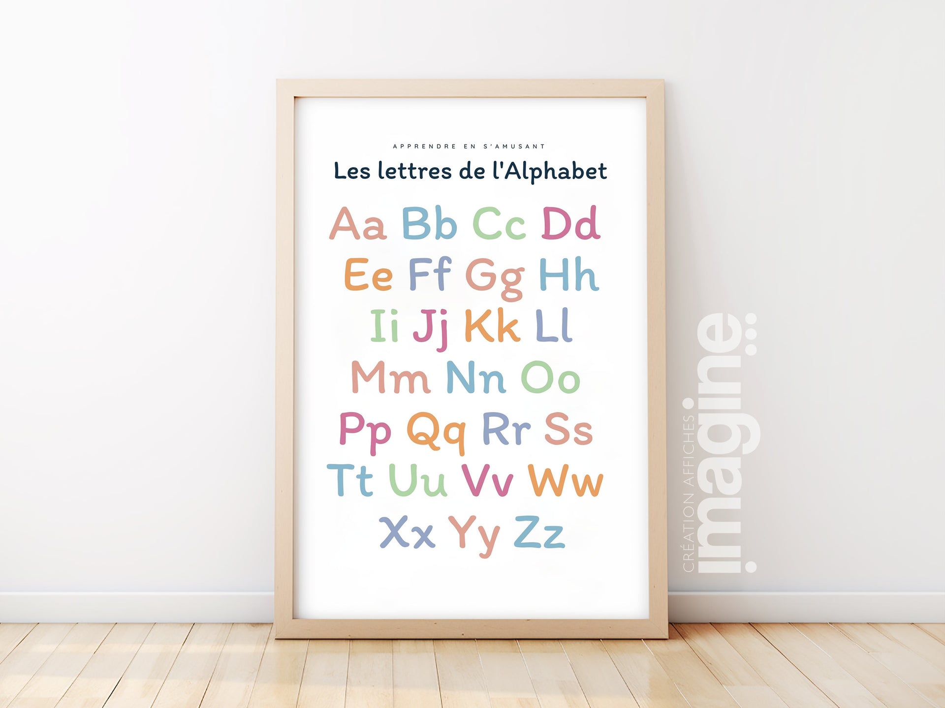 Affiche personnalisée alphabet prénom enfant apprendre les lettres