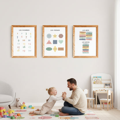 Lot affiches pédagogiques enfant - cadeau éducatif alphabet chiffres couleurs
