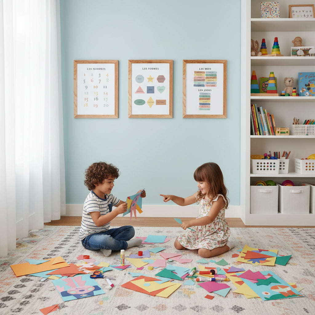 Affiche éducative saisons calendrier - poster apprentissage jours mois enfant