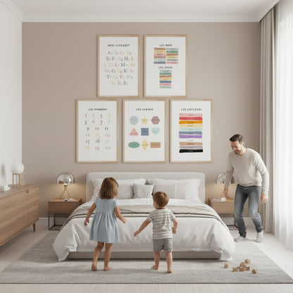 Affiches éducatives dans chambre - décoration murale apprentissage enfant bébé