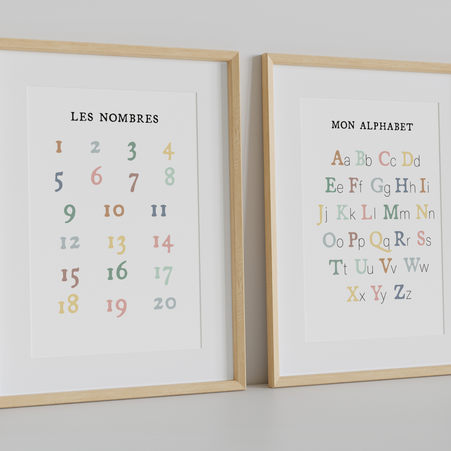 Lot affiches pédagogiques enfant - cadeau éducatif alphabet chiffres couleurs