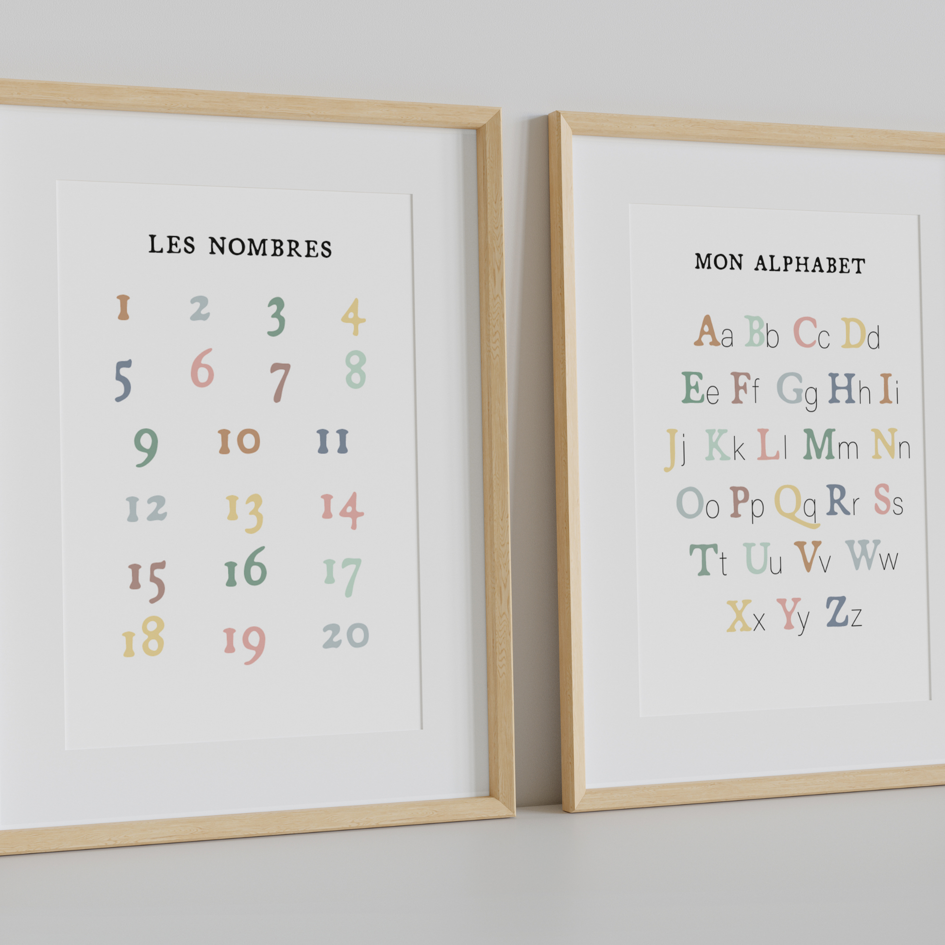 Lot affiches pédagogiques enfant - cadeau éducatif alphabet chiffres couleurs