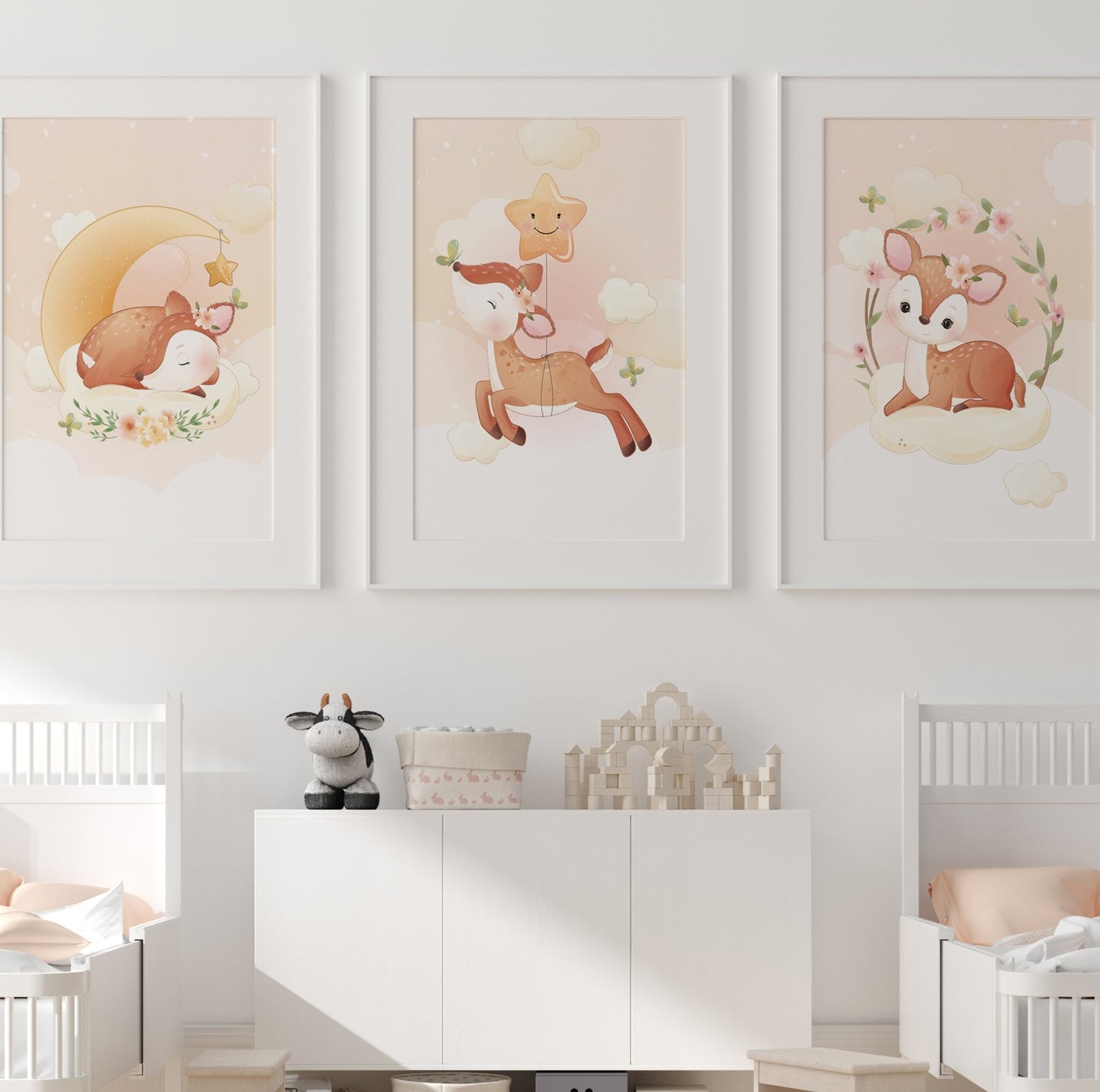 Affiche biche mignonne animaux forêt cadeau naissance enfant