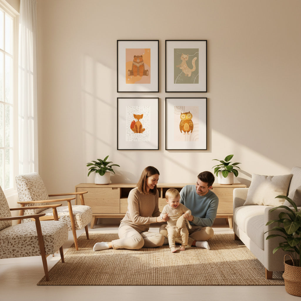 Lot de 4 Affiches Animaux de la Forêt – Décoration Chambre Bébé & Enfant – Imagine Affiche
