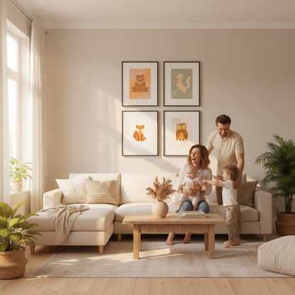 Lot de 4 Affiches Animaux de la Forêt – Décoration Chambre Bébé & Enfant – Imagine Affiche