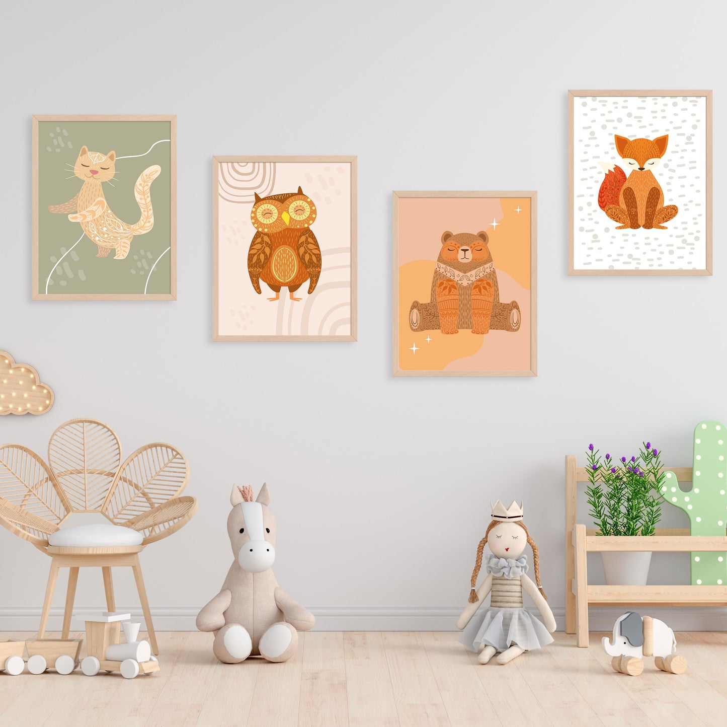 Lot de 4 Affiches Animaux de la Forêt – Décoration Chambre Bébé & Enfant – Imagine Affiche