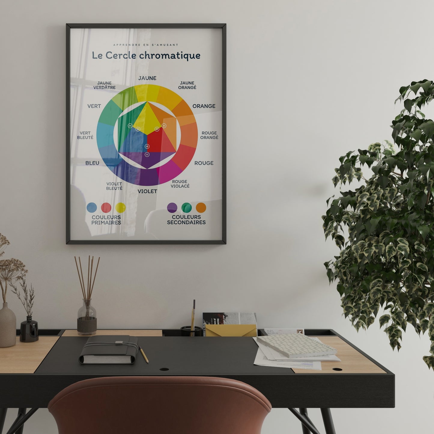 Poster cercle chromatique couleurs apprentissage ludique enfant école