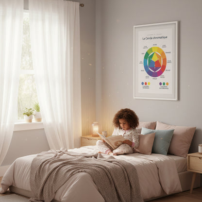 Affiche cercle chromatique couleurs primaires secondaires éducative enfant - Imagine Affiche