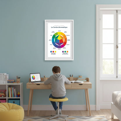 Affiche cercle chromatique design moderne couleurs vives enfant