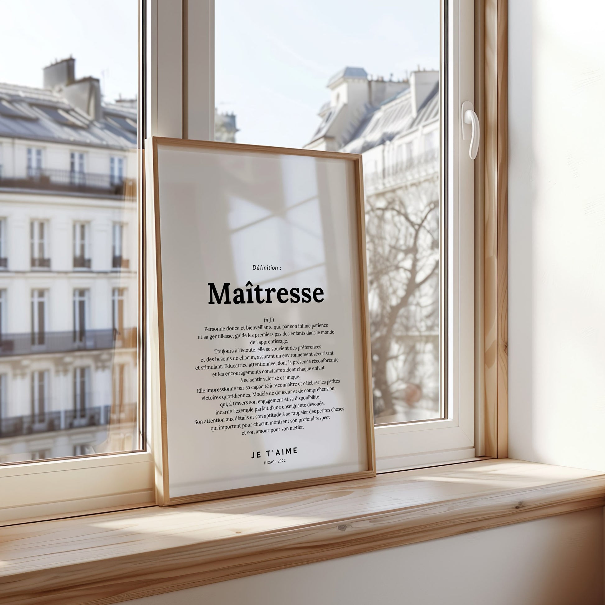 Affiche définition maîtresse design minimaliste cadeau fin année