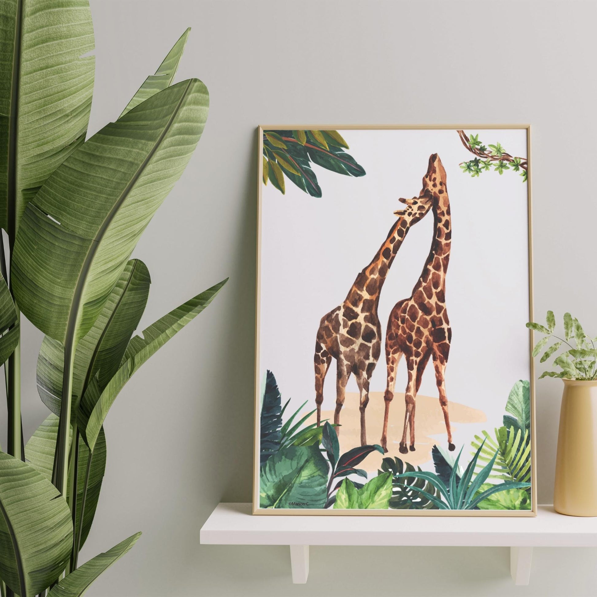 Affiche trio jungle aquarelle lion roi jungle chambre enfant

