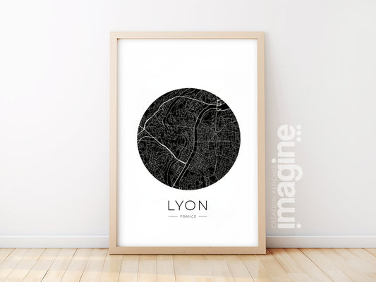 Affiche Lyon City Map - ville de France poster