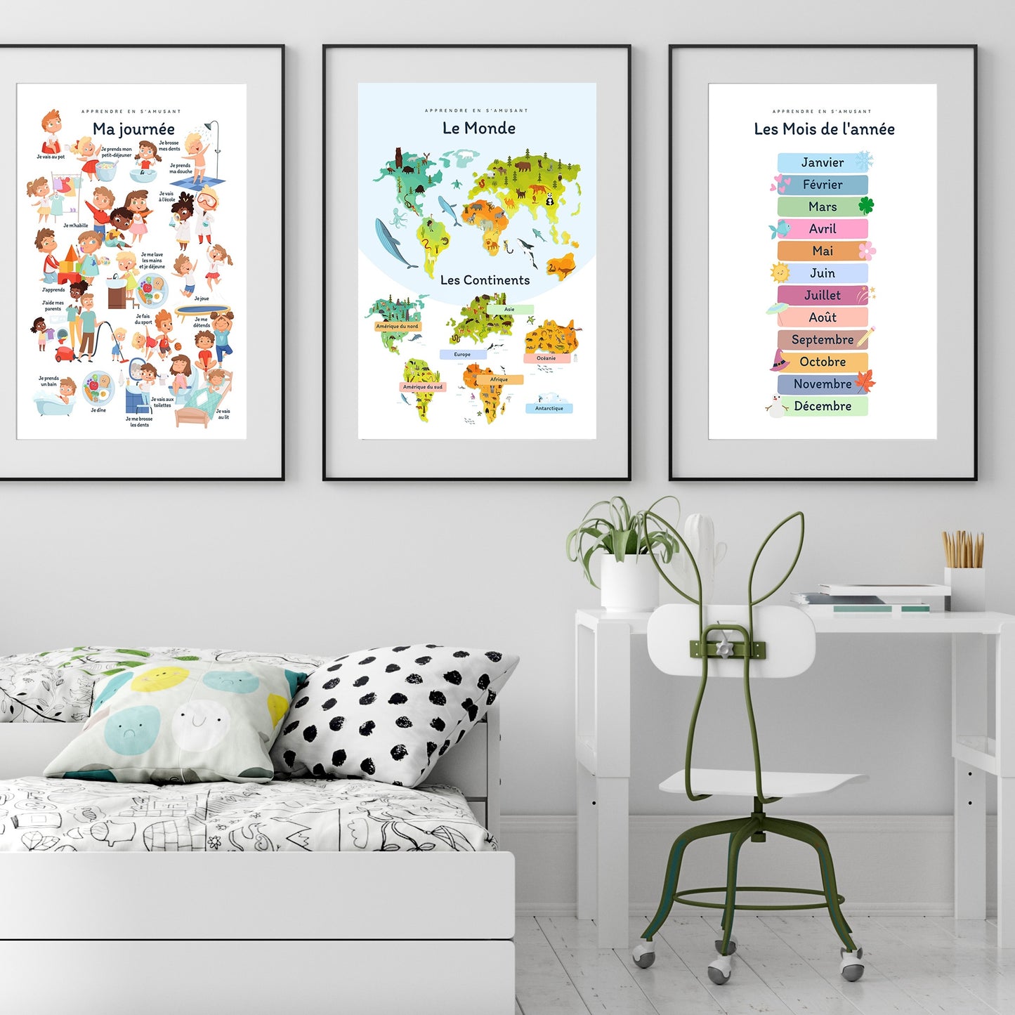 Affiche monde continents apprendre en s'amusant géographie enfant
