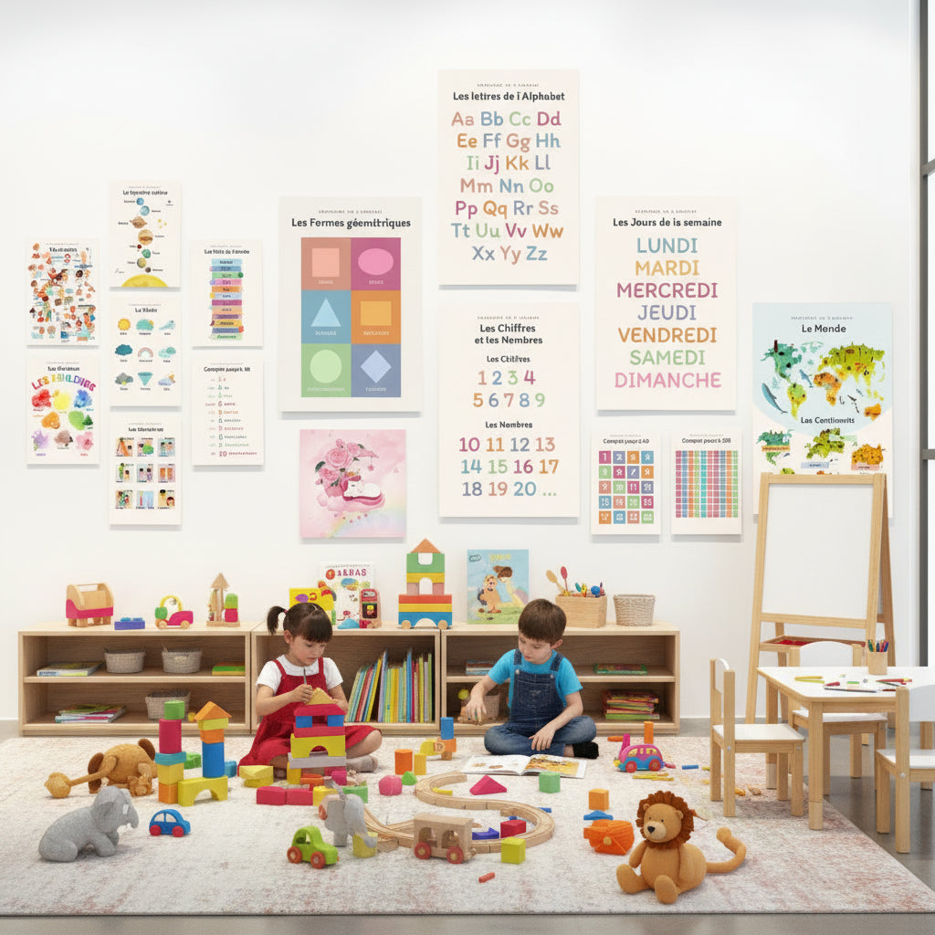 Poster monde continents haute qualité 200g éducatif géographie enfant - Imagine Affiche

