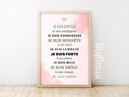 Affiche Motivation rose - phrases positives compliment