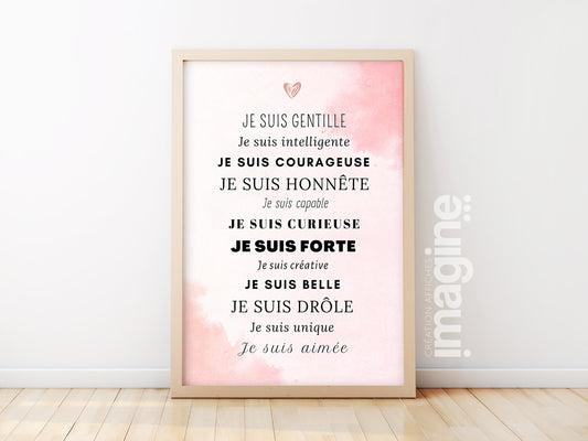 Affiche Motivation rose - phrases positives compliment