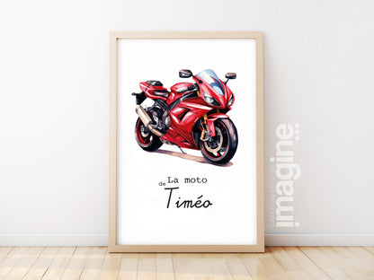 L'Affiche Prénom "La Moto de..." : Une décoration qui fait rugir de joie !