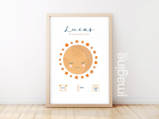 Personalized birth poster "Moon"