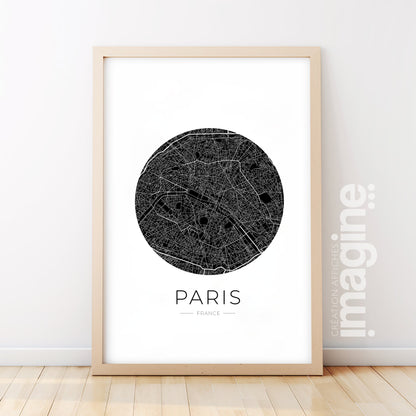 Affiche paris plan design pour déco murale