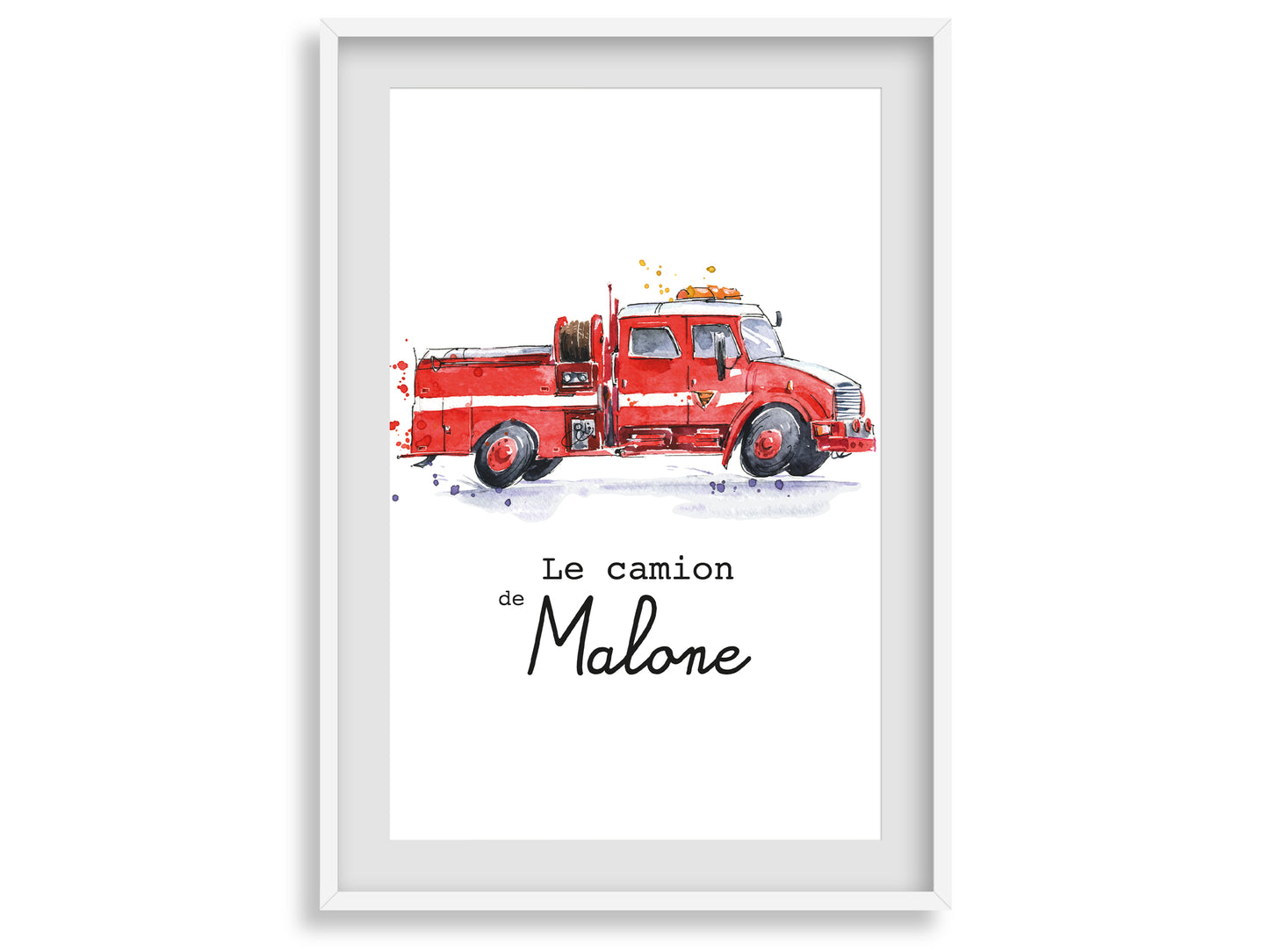 Affiche Personnalisée Camion de Pompier - Le Camion de {Prénom de l'Enfant}