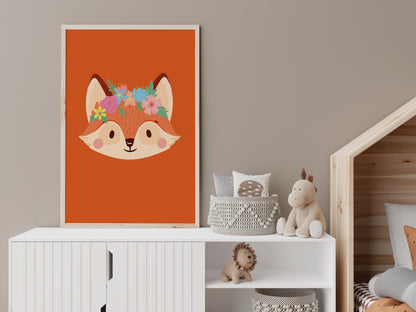 Affiche renard Animaux romantique fleur