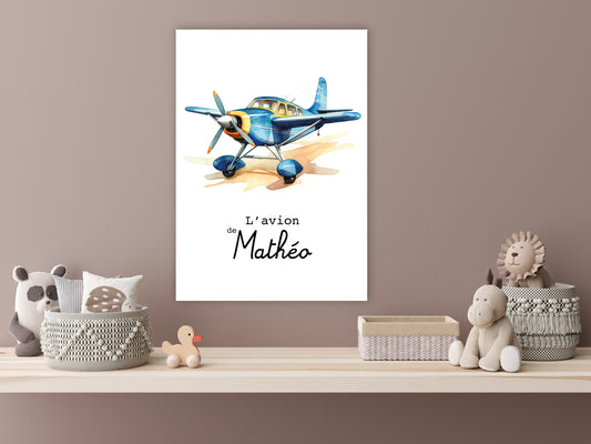L'Affiche Prénom "L'Avion de..." : Une envolée magique pour sa chambre
