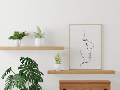Affiche Line Art Amour – Illustration Minimaliste Couple & Design – Imagine Affiche