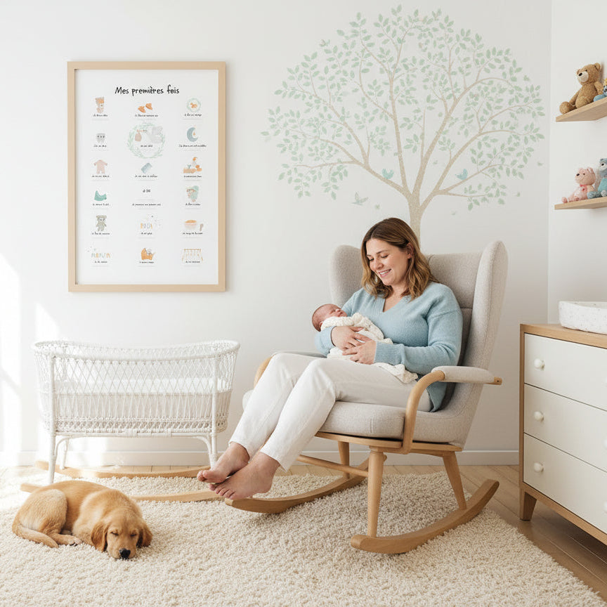 Poster jalons bébé mes premières fois - premiers pas premier sourire premier mot