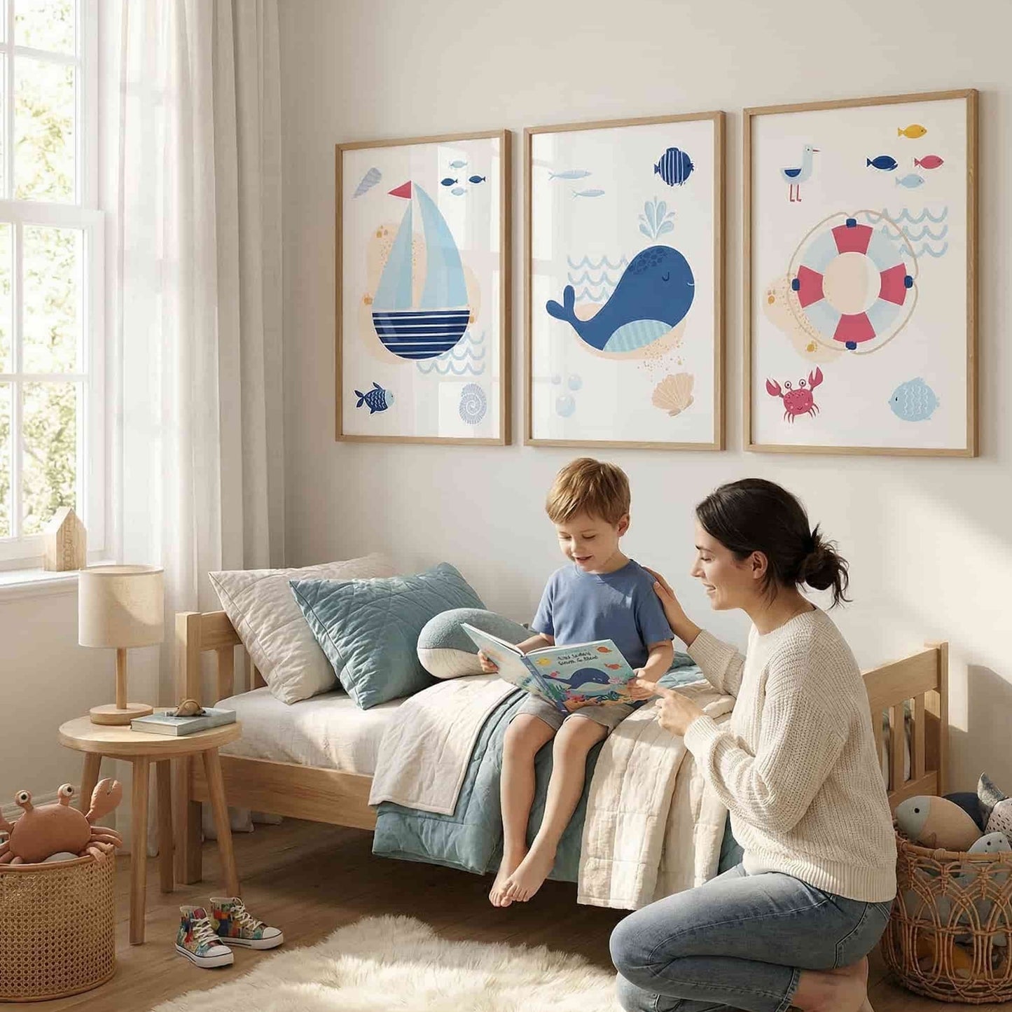 Set 3 Affiches Mer & Océan - Bateau Baleine Bouée