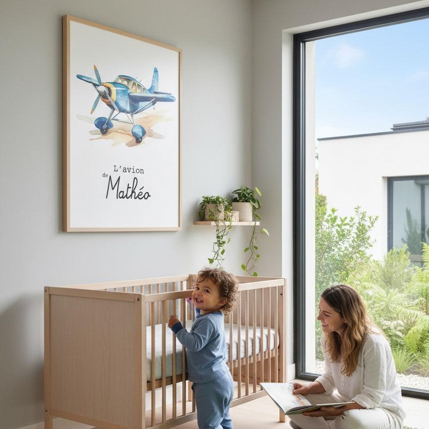 L'Affiche Prénom "L'Avion de..." : Une envolée magique pour sa chambre