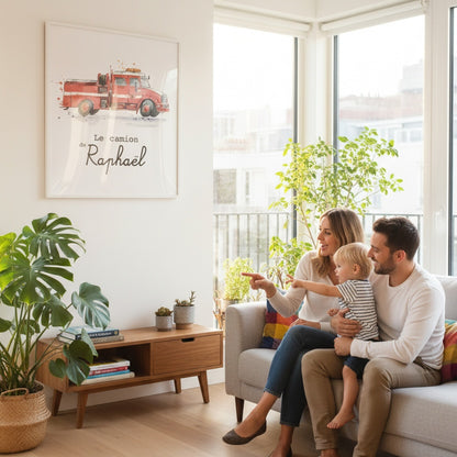 Affiche Prénom Camion de Pompier – La Décoration du Petit Héros