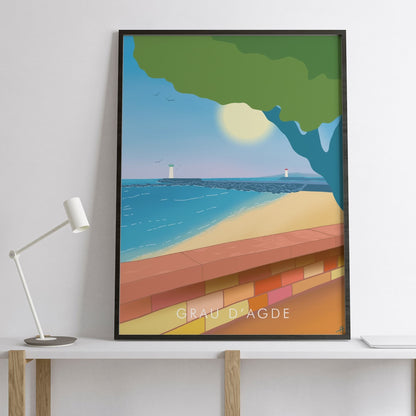 Affiche Grau d'Agde – Décoration Murale Voyage Hérault & Occitanie – Imagine Affiche
