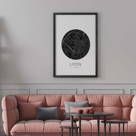 Affiche Lyon City Map - ville de France poster
