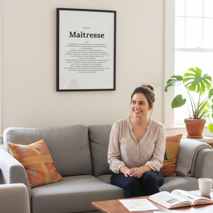 Affiche définition maîtresse cadeau émotion enseignante professeur
