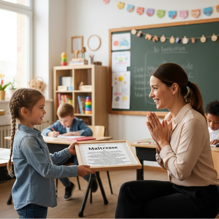 Affiche définition maîtresse cadeau remerciement enseignante école