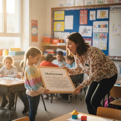 Poster définition maîtresse cadeau remerciement école primaire maternelle