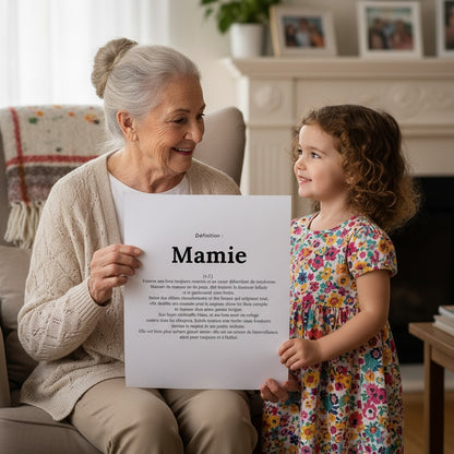 petite fille qui fait cadeau à sa mamie fête des grands meres