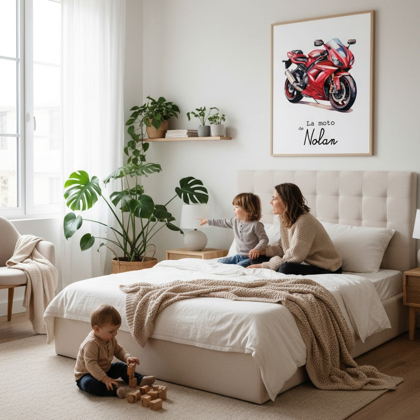 L'Affiche Prénom "La Moto de..." : Une décoration qui fait rugir de joie !