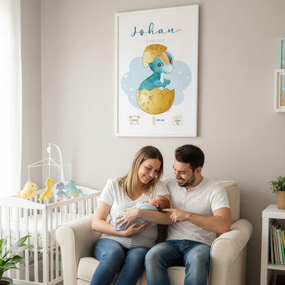 Affiche de Naissance Dinosaure Personnalisée – Un Souvenir "Roar-sablement" Mignon