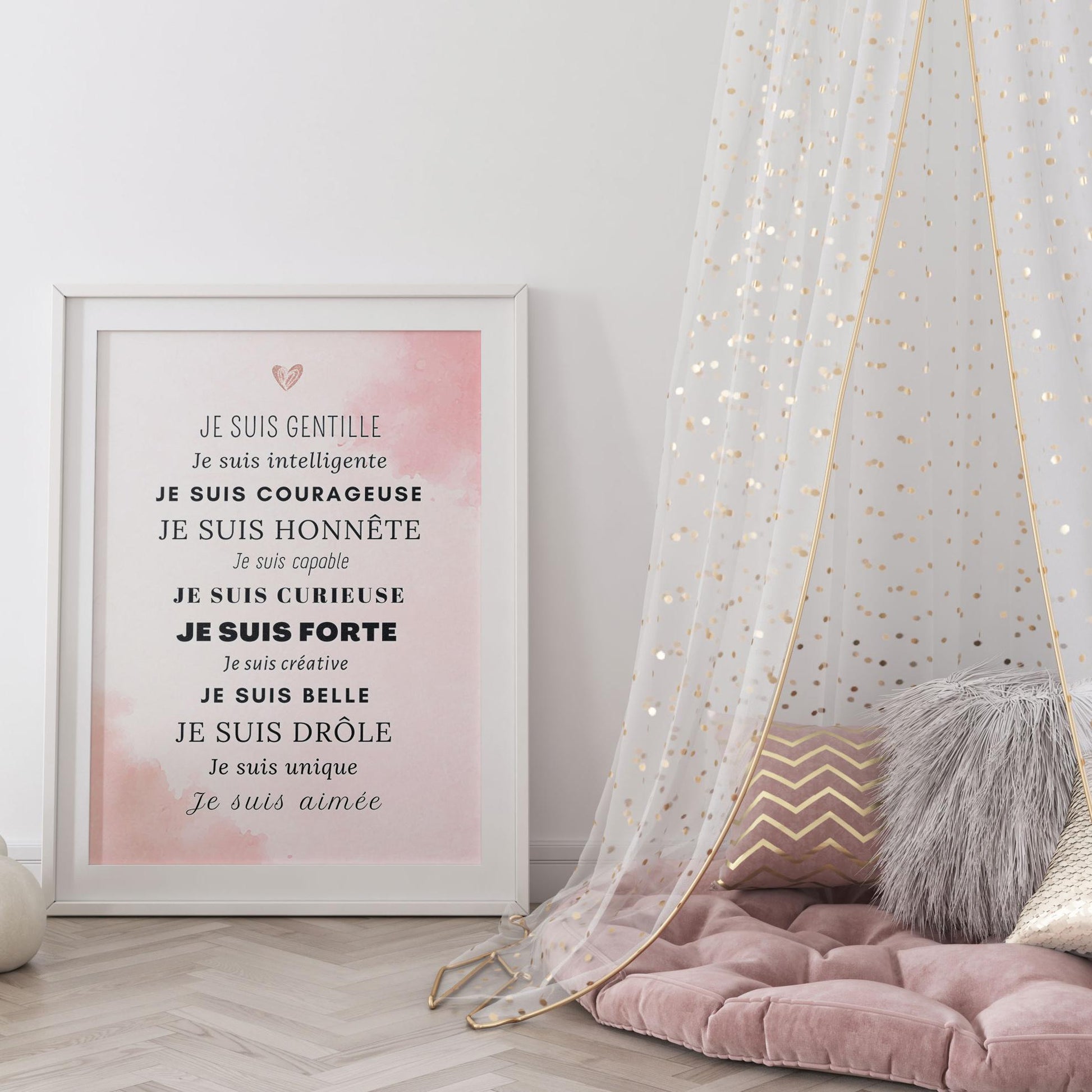 Affiche motivation encadrée chambre enfant décoration murale phrases positives
