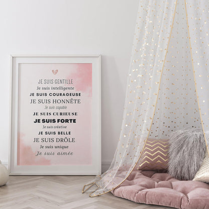 Affiche motivation encadrée chambre enfant décoration murale phrases positives