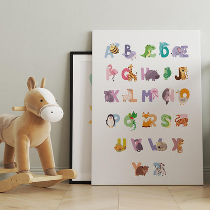 Alphabet illustré animaux mignons poster apprentissage ludique enfant