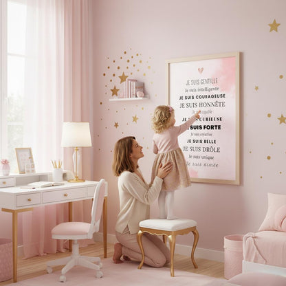 Poster affirmations positives je suis capable fort intelligent enfant
