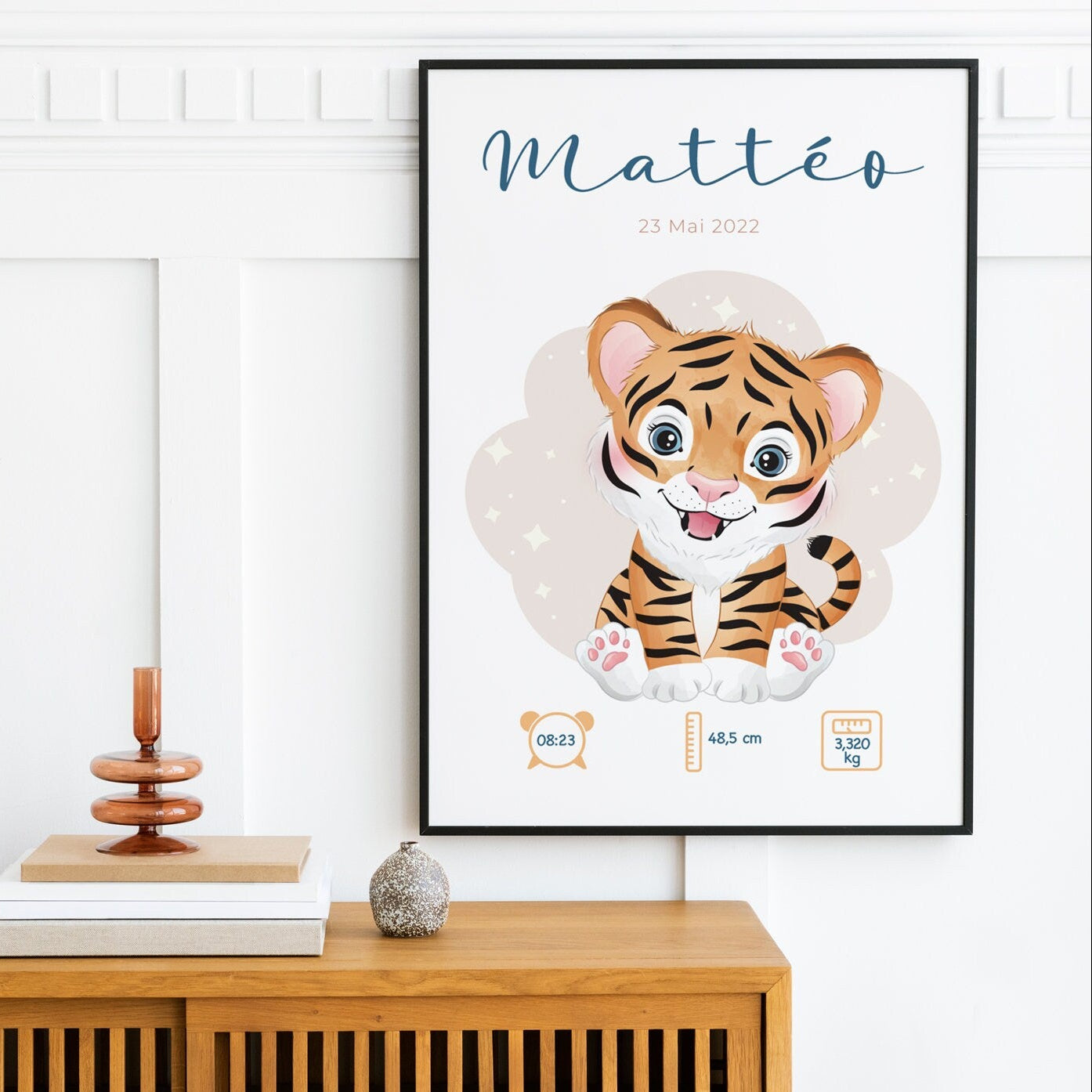 Affiche Naissance Personnalisée 'Tigre' - Souvenir Bébé